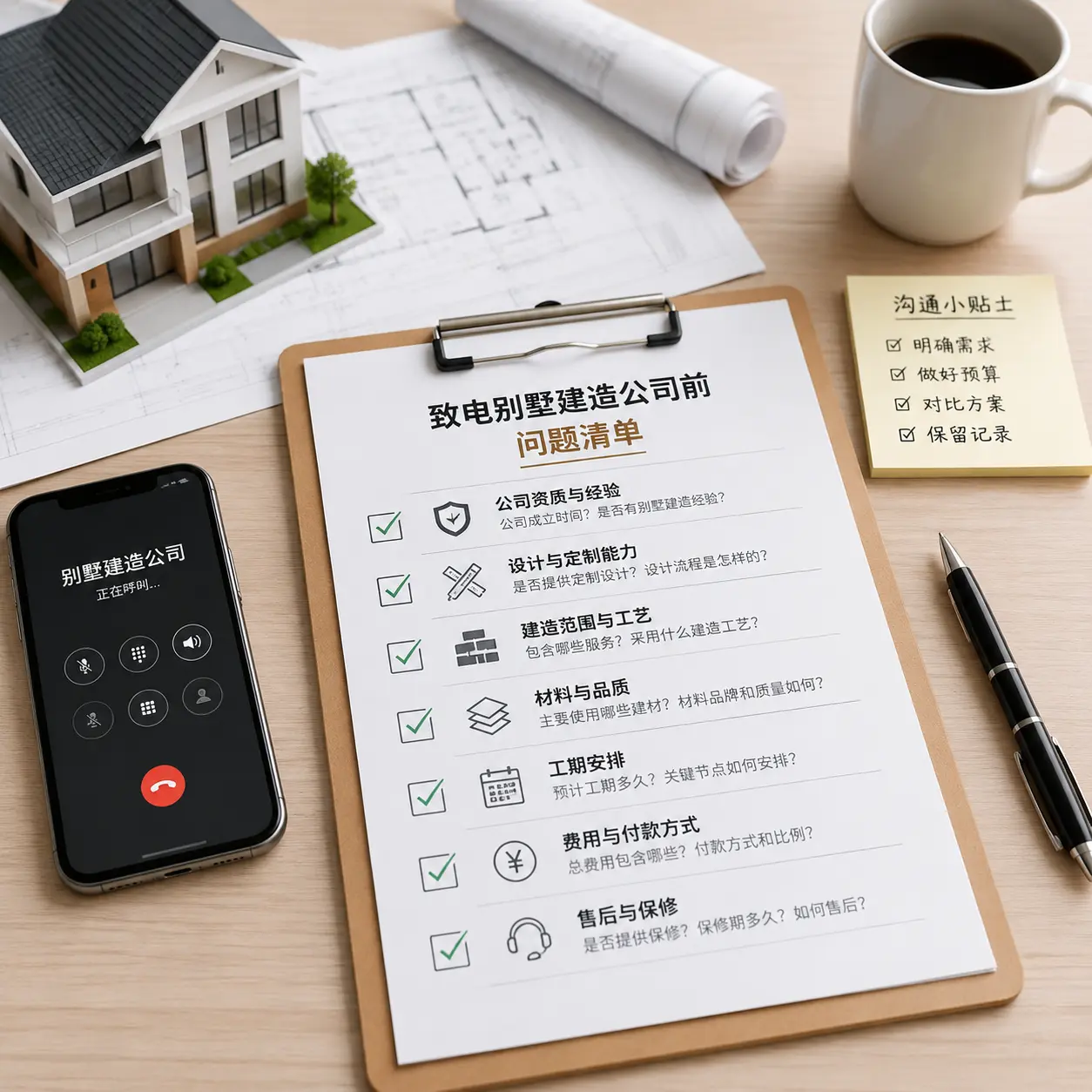 在开阳拨打别墅建造公司电话前的准备工作